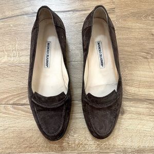 Manolo Blahnik Brown Leather Loafer Size 38